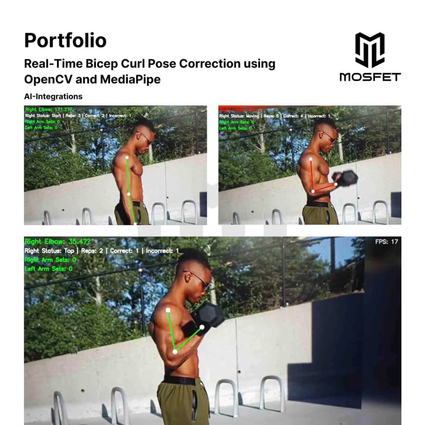 Real Time Bicep Curl Pose Correction using OpenCV and MediaPipe